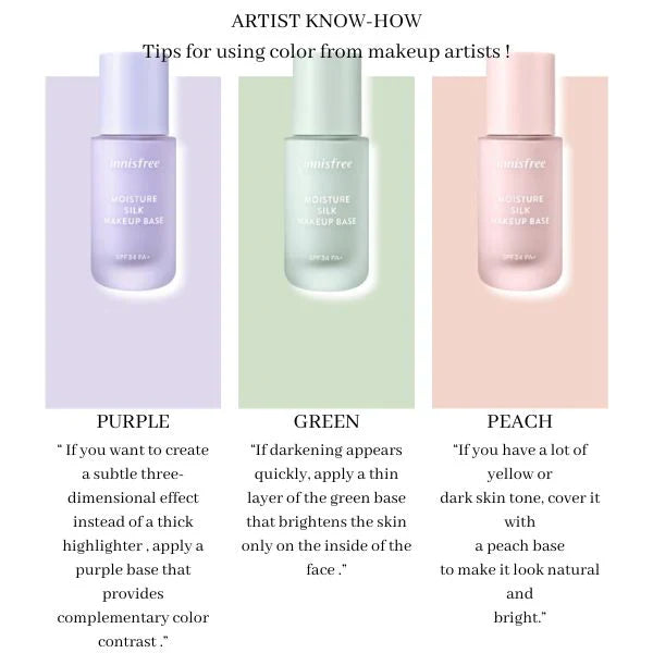 Innisfree – Moisture Silk Make Up Base SPF34 PA+ 30ml #2 Green