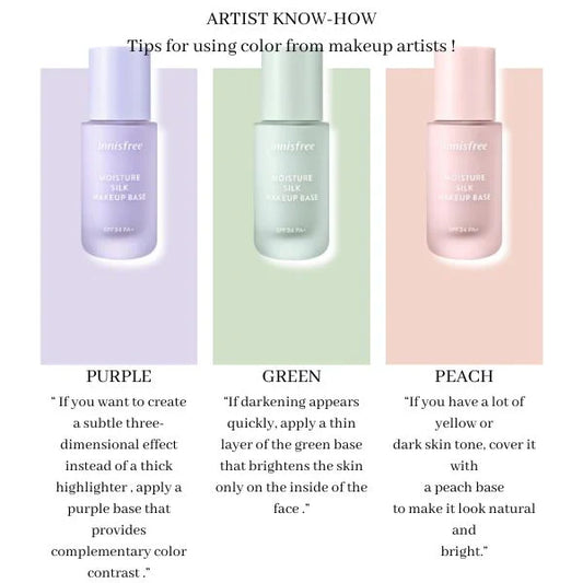 Innisfree – Moisture Silk Make Up Base SPF34 PA+ 30ml #2 Green