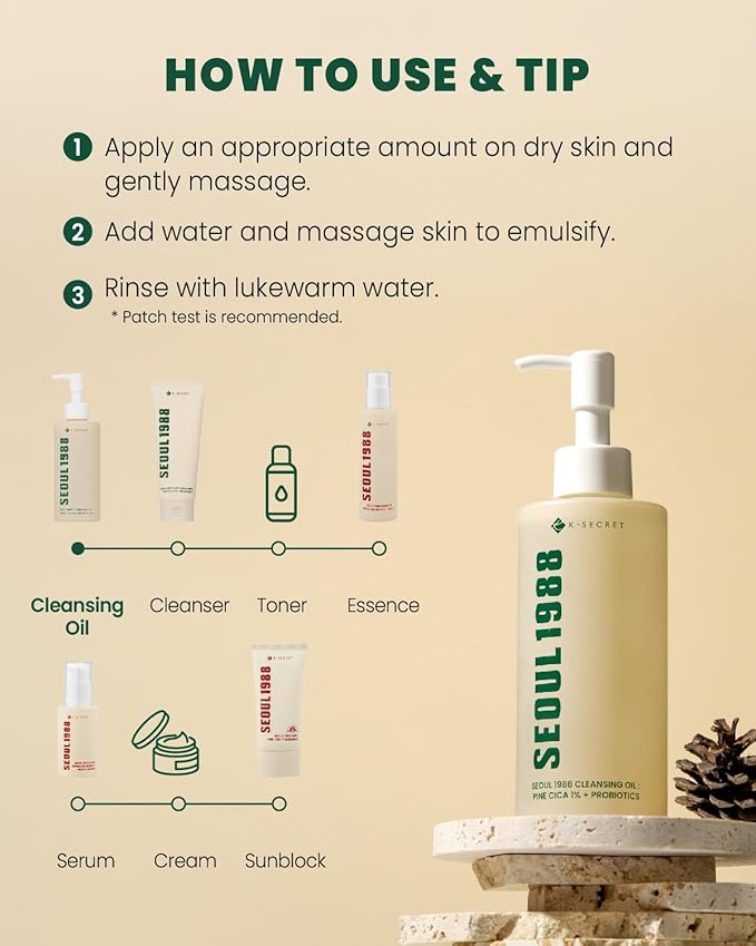 K-Secret – Seoul 1988 Pine Cica 1% + Probiotics Cleansing Oil 200ml