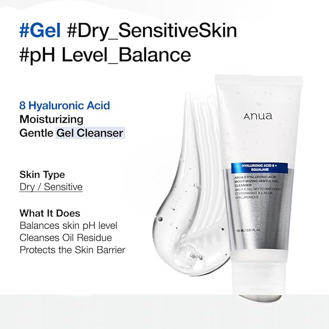 Anua – 8 Hyaluronic Acid Moisturizing Gentle Gel Cleanser 150ml