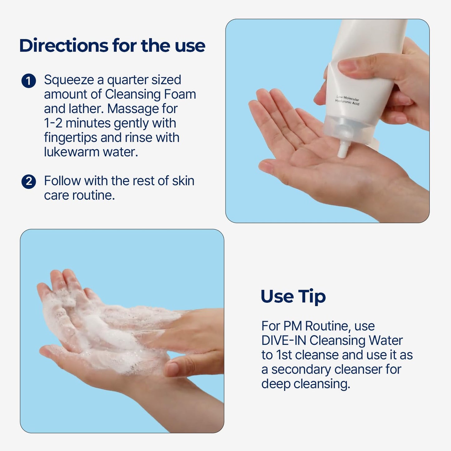 Torriden – DIVE-IN Low molecular Hyaluronic acid Foam Cleanser 150ml