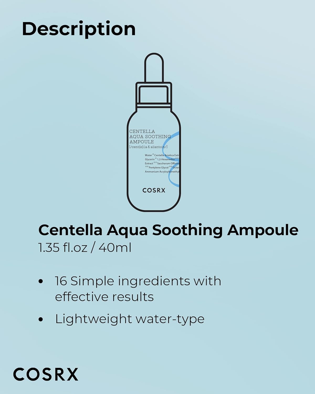Cosrx – Hydrium Centella Aqua Soothing Ampoule 40ml