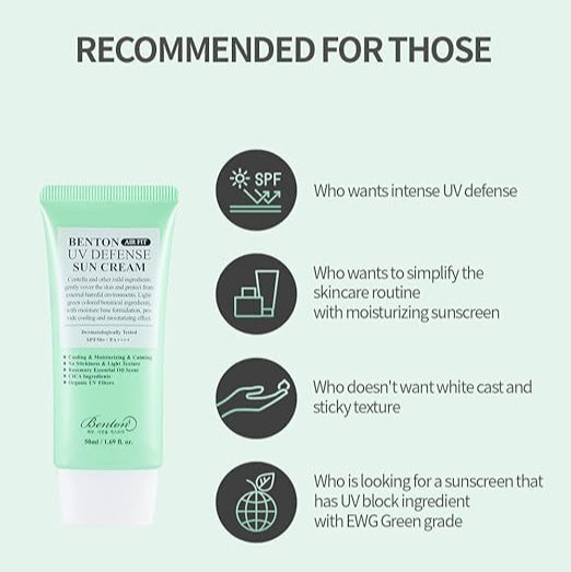 Benton - Air Fit UV defense Sun Cream SPF50+/PA++++ 50ml