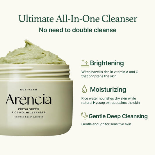 Arencia – Fresh Green Rice Mochi Cleanser 120g