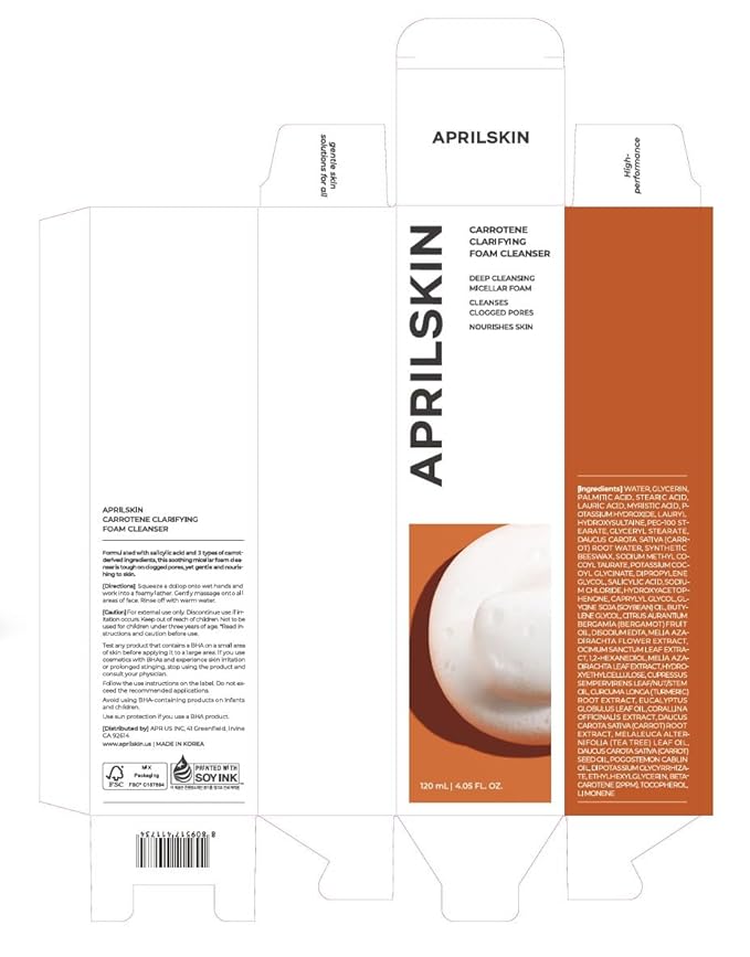 April Skin – Carrotene Clarifying Foam Cleanser 120ml