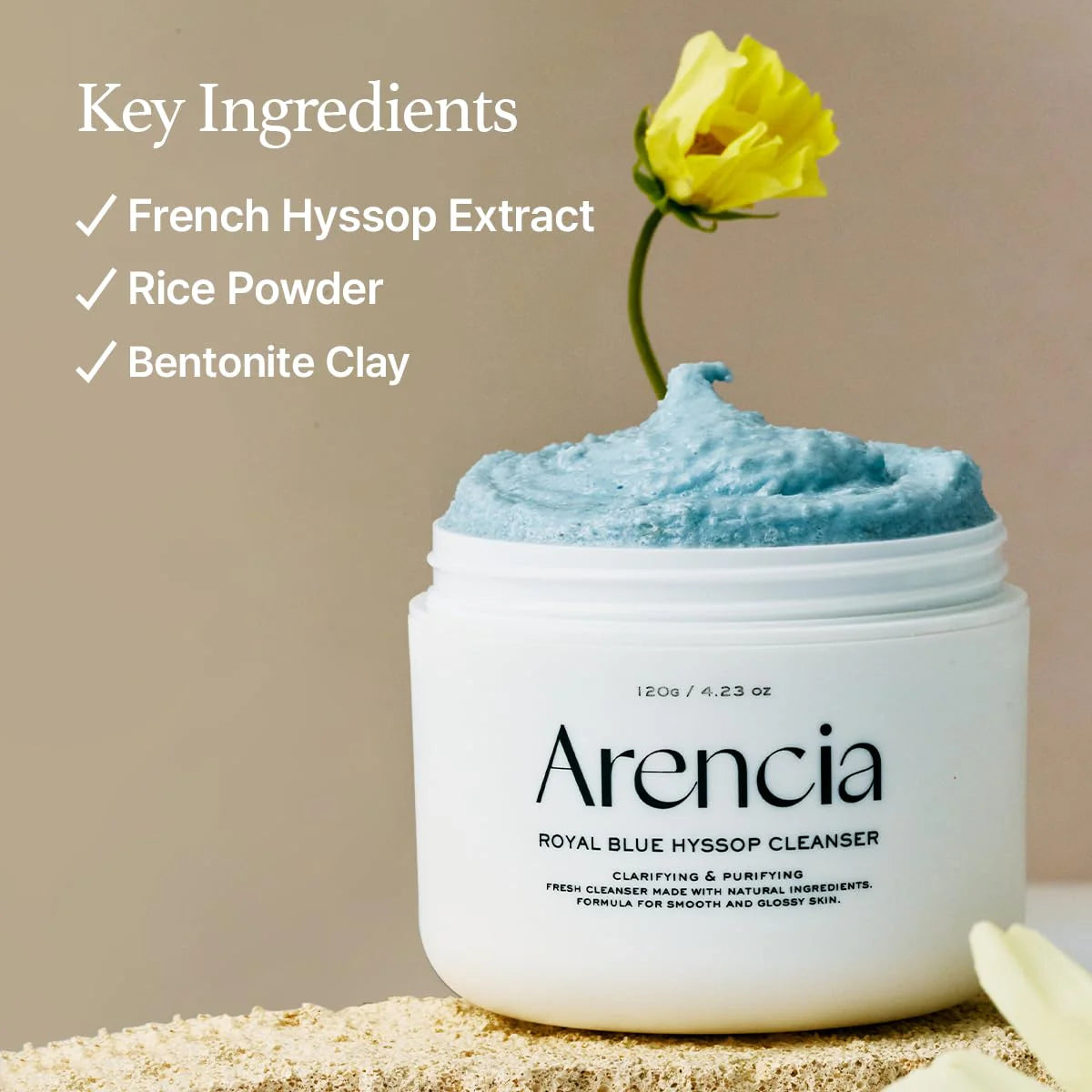 Arencia – Fresh Blue Hyssop Rice Mochi Cleanser 120g