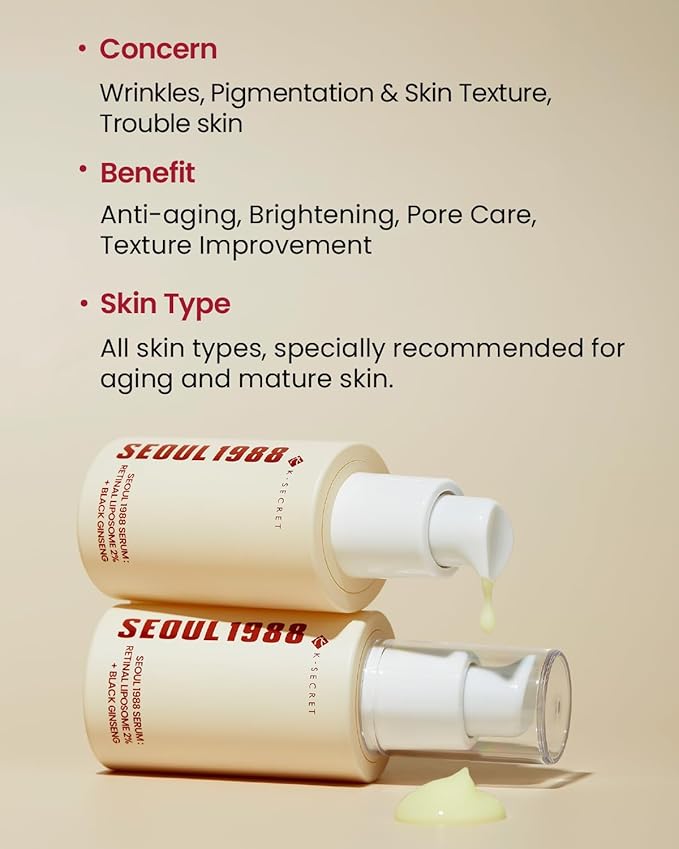 K-Secret – Seoul 1988 Retinal Liposome 2% + Black Ginseng Serum 30ml
