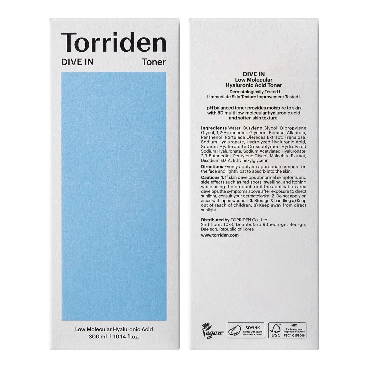 Torriden – DIVE-IN Low molecule Hyaluronic acid Toner 300ml