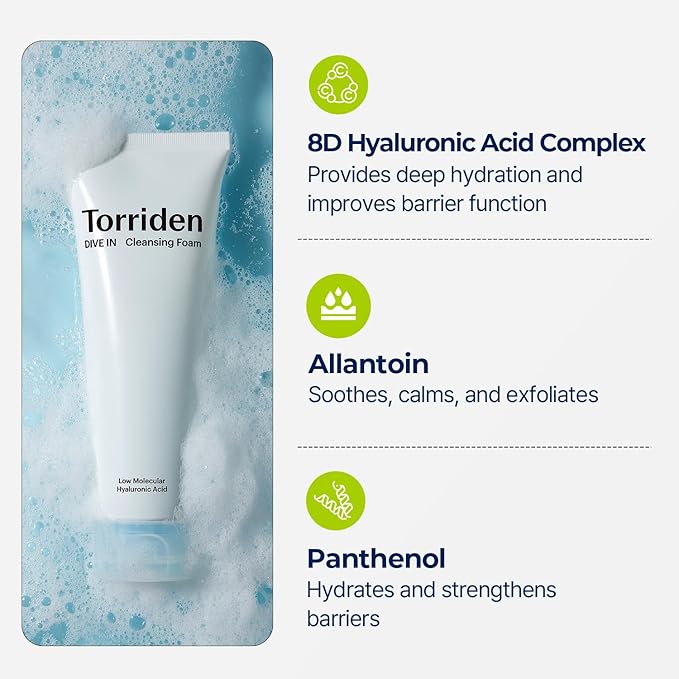 Torriden – DIVE-IN Low molecular Hyaluronic acid Foam Cleanser 150ml