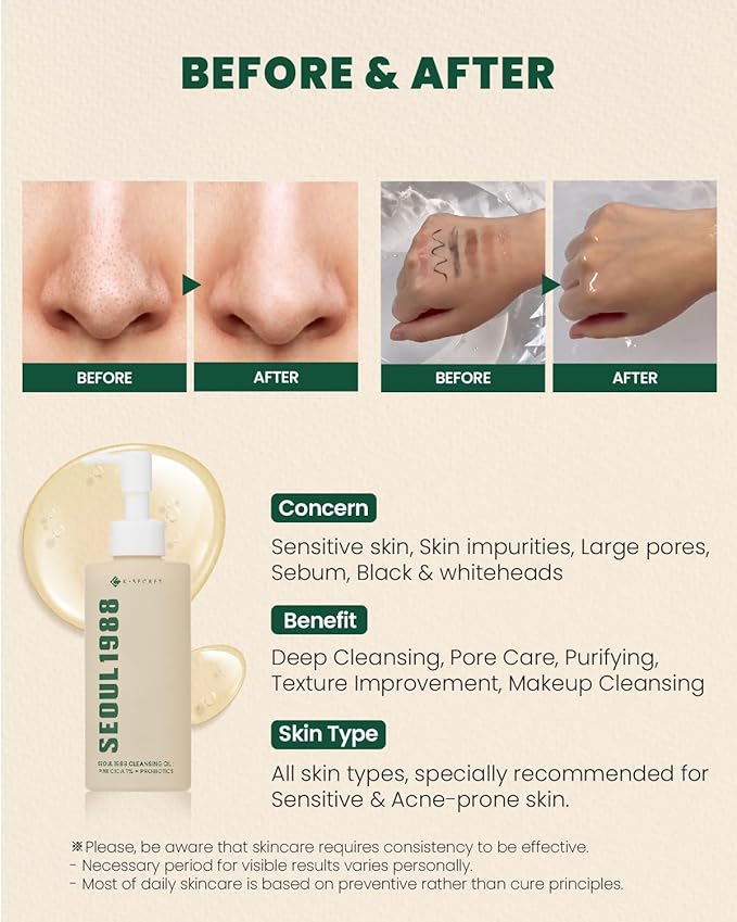 K-Secret – Seoul 1988 Pine Cica 1% + Probiotics Cleansing Oil 200ml