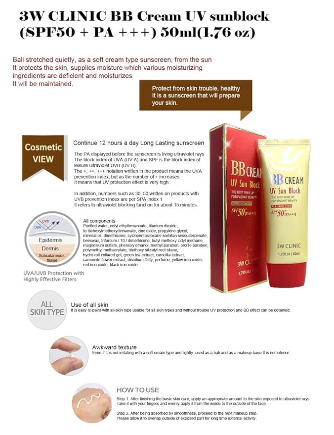 3W Clinic - BB Cream UV Sun Block 50ml