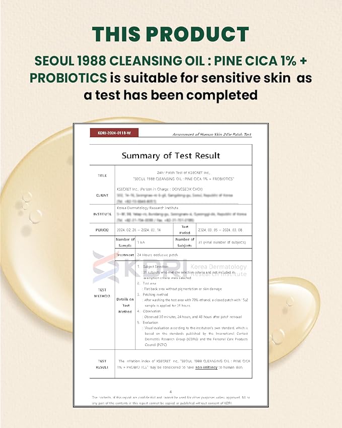 K-Secret – Seoul 1988 Pine Cica 1% + Probiotics Cleansing Oil 200ml