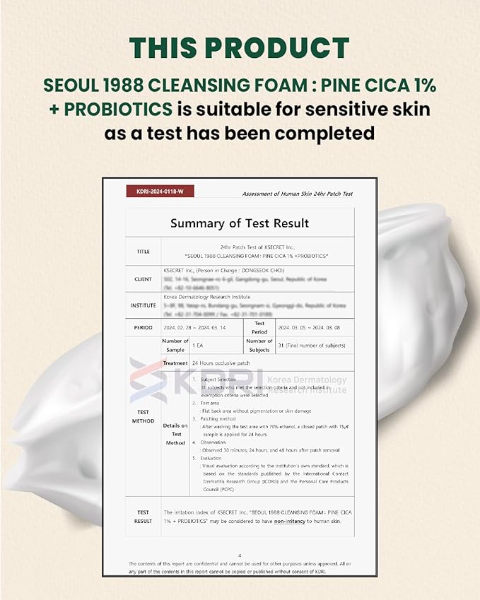 K-Secret – Seoul 1988 Pine Cica 1% + Probiotics Cleansing Foam 150ml
