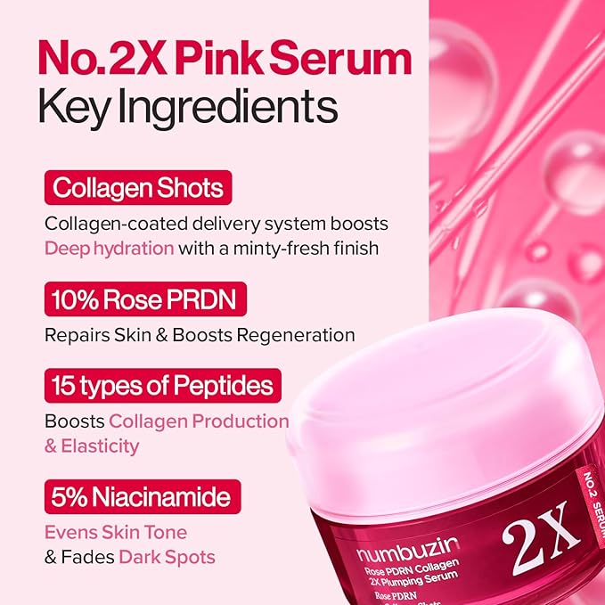 Numbuzin – No.2 Rose PDRN Collagen 2X Plumping Serum 30ml