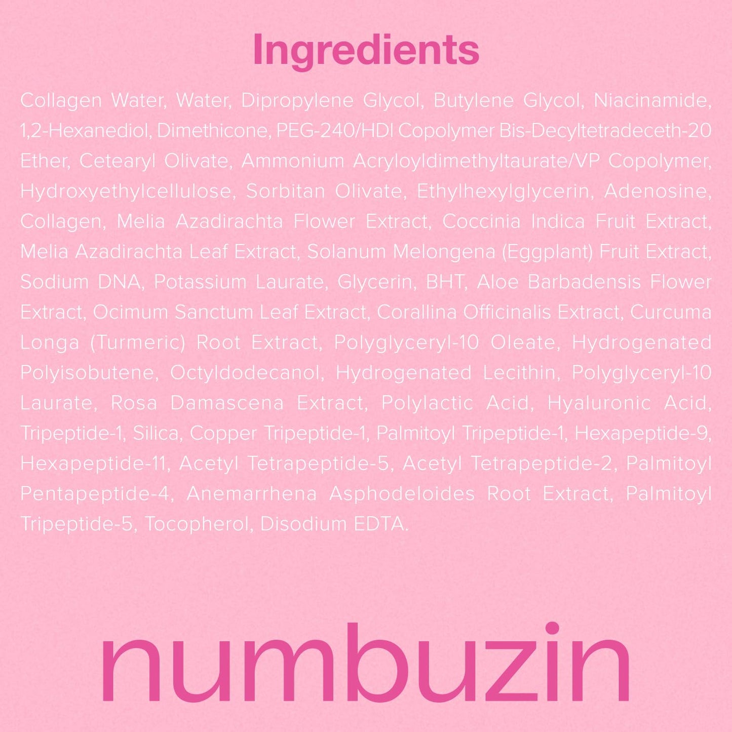 Numbuzin – No.2 Rose PDRN Collagen Plumping Mask Sheet