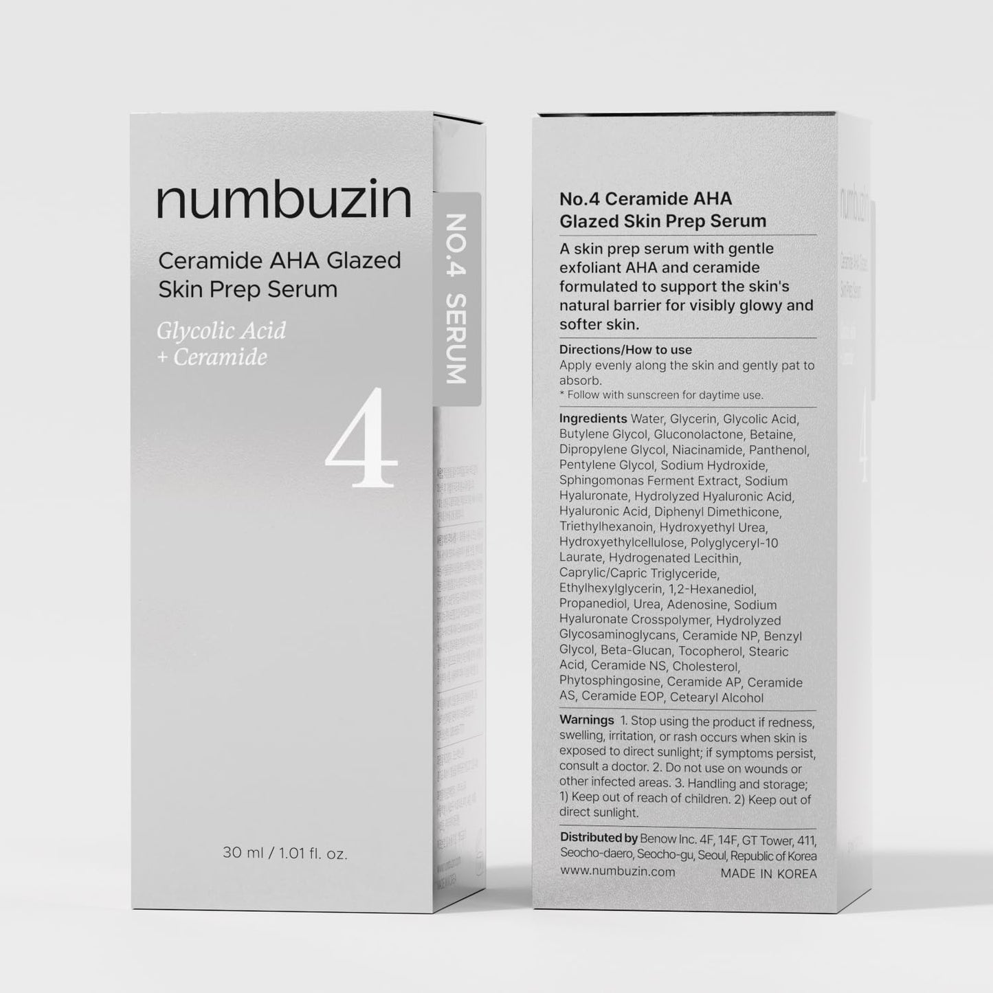 Numbuzin – No.4 Ceramide AHA Glazed Skin Prep Serum 30ml