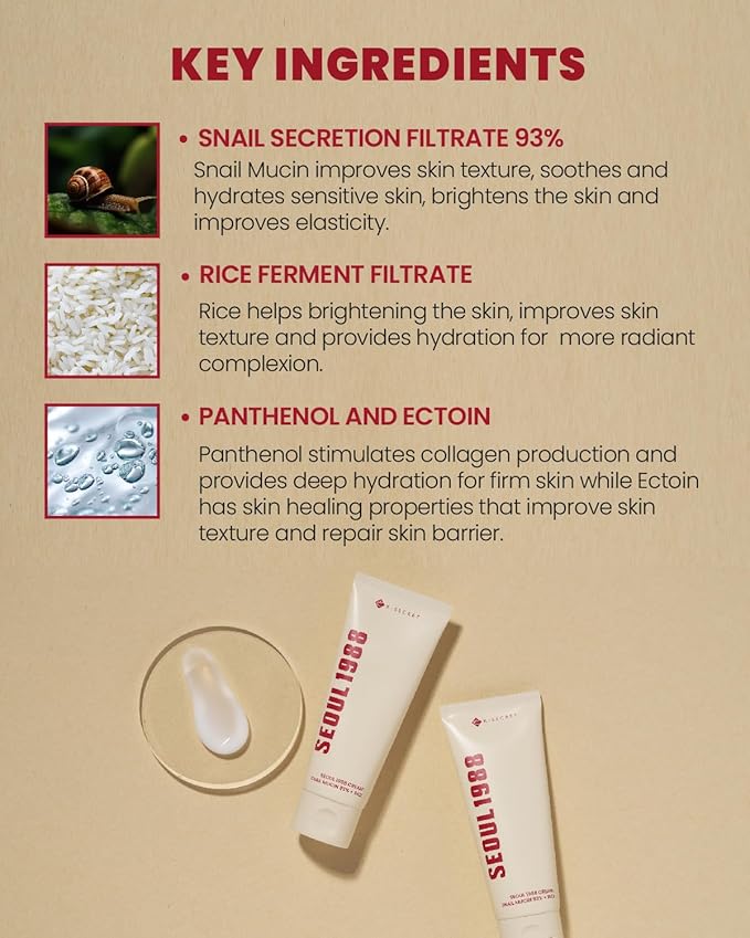 K-Secret – Seoul 1988 Snail Mucin 93% + Rice Cream 100ml