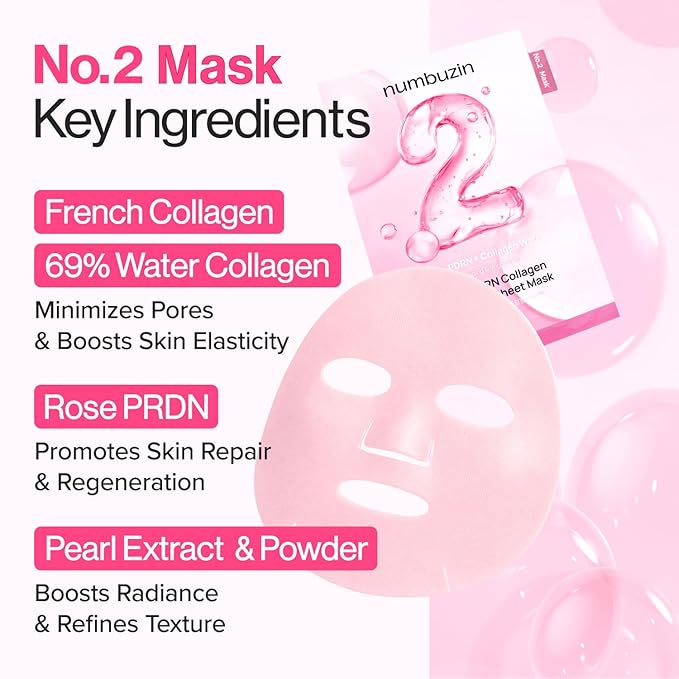 Numbuzin – No.2 Rose PDRN Collagen Plumping Mask Sheet