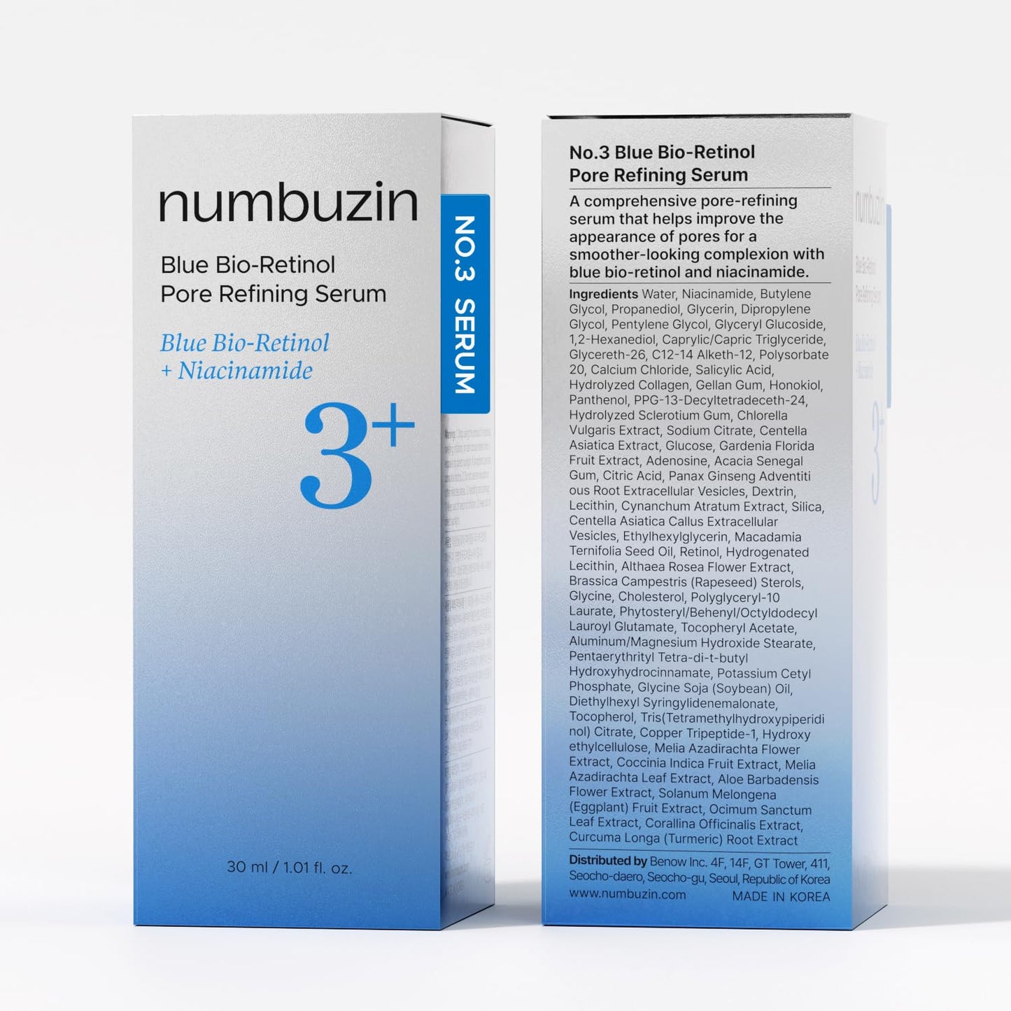 Numbuzin – No.3 Blue Bio-Retinol Pore Refining Serum 30ml