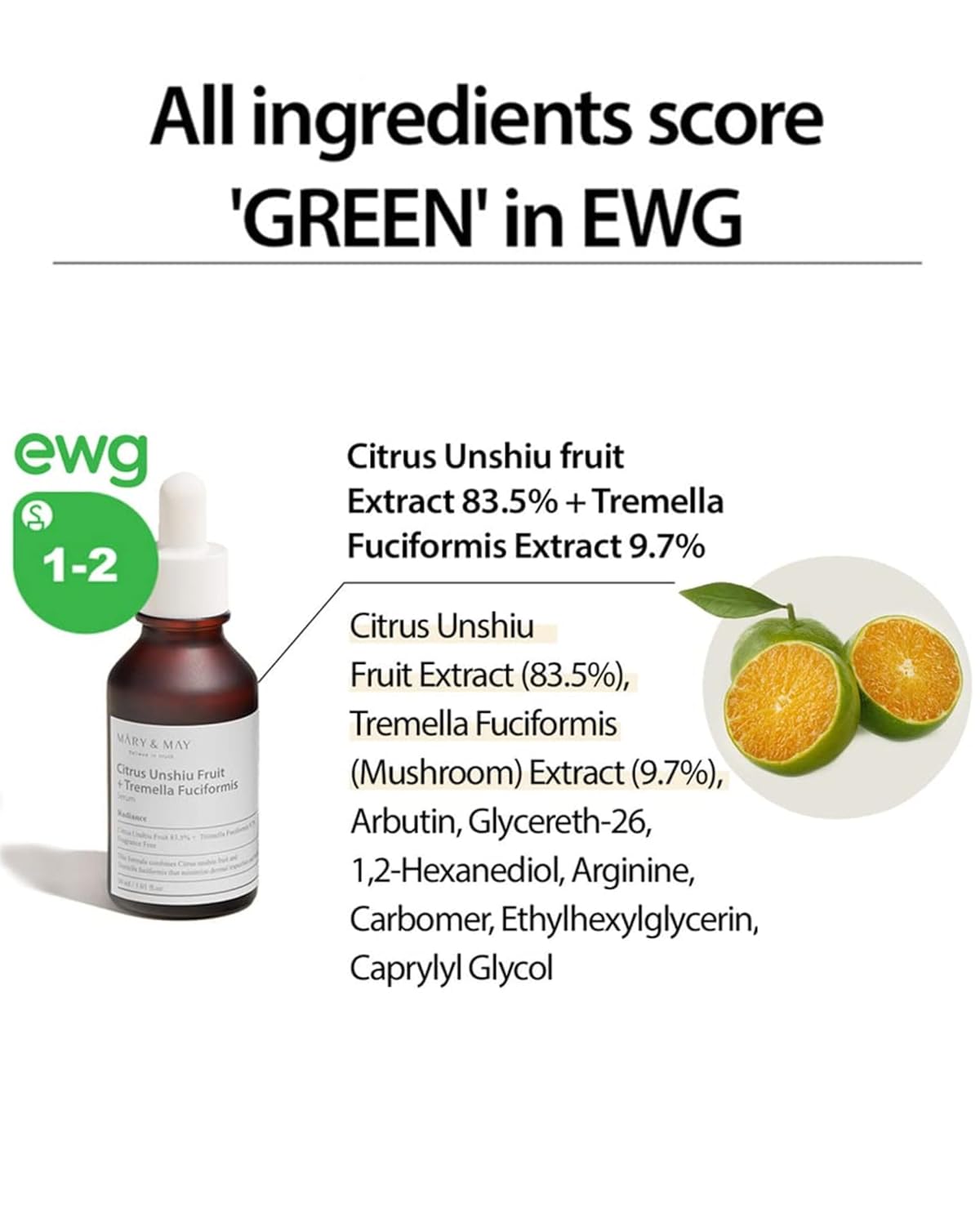 Mary & May – Citrus Unshiu + Tremella Fuciformis 30ml