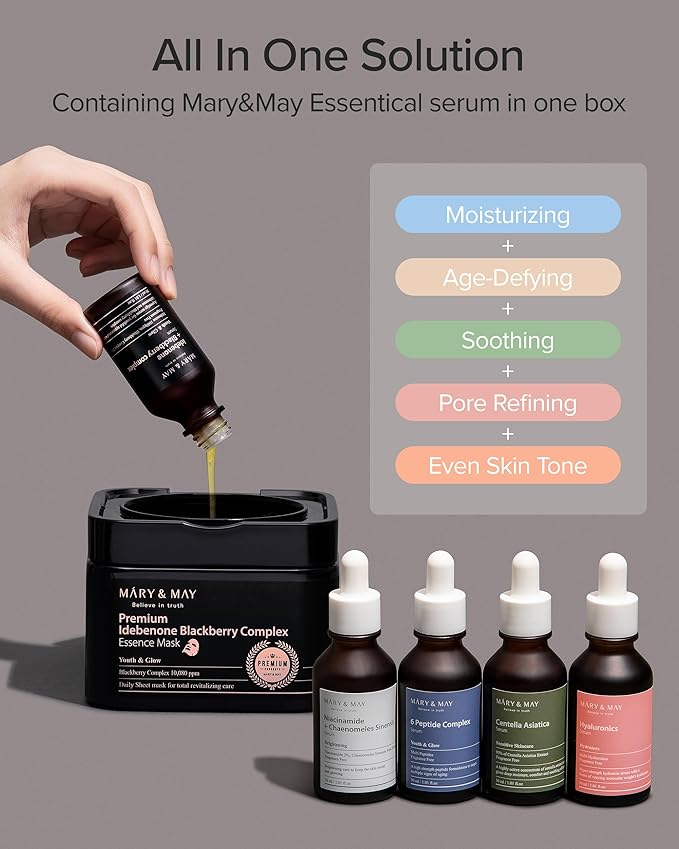 Mary & May – Idebenone Blackberry Complex Essence Mask 20ea