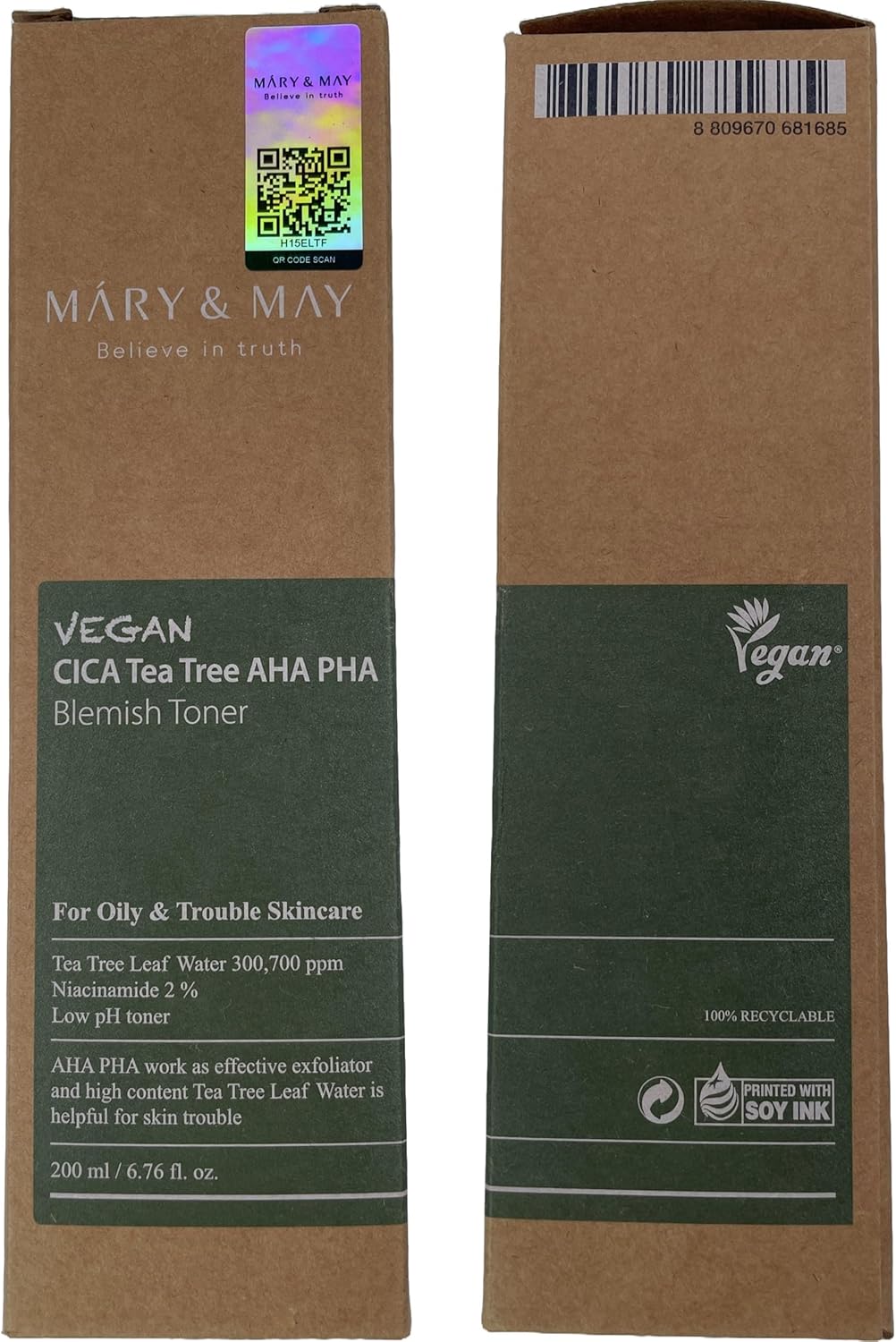 Mary & May – Cica Tea Tree AHA PHA Toner 200ml