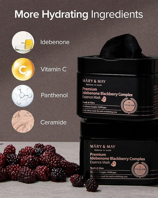 Mary & May – Idebenone Blackberry Complex Essence Mask 20ea