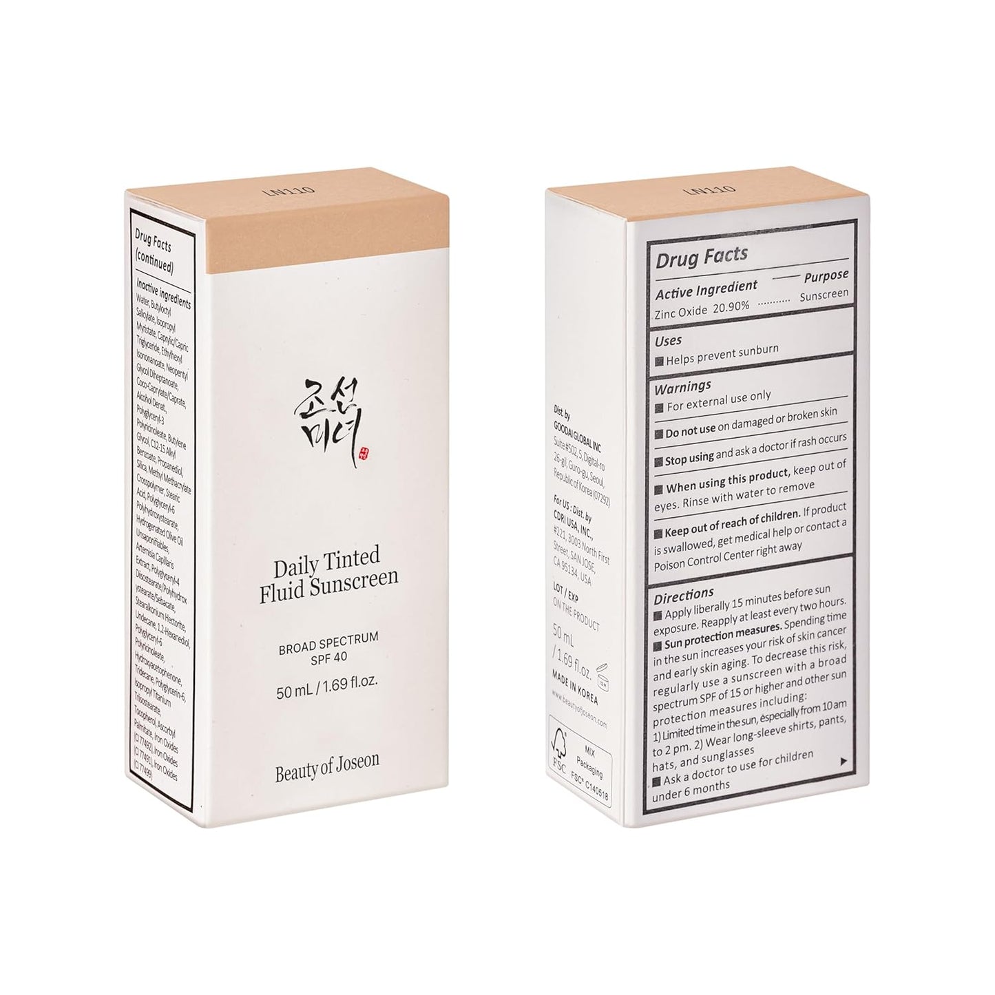 Beauty of Joseon – Daily Tinted Fluid Sunscreen Light Pink LP 100