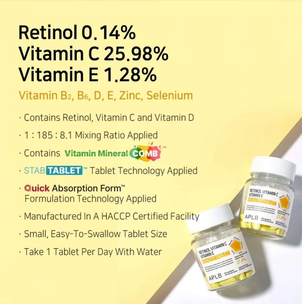 APLB – Retinol Vitamin C Vitamin E Beauty Tablet 30
