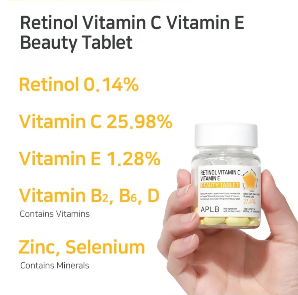 APLB – Retinol Vitamin C Vitamin E Beauty Tablet 30