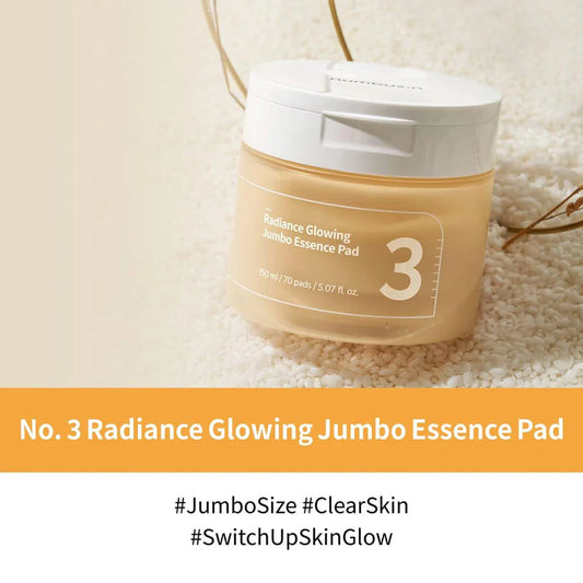 Numbuzin - No.3 Radiance Glowing Jumbo Essence Pad 150ml/70 pads