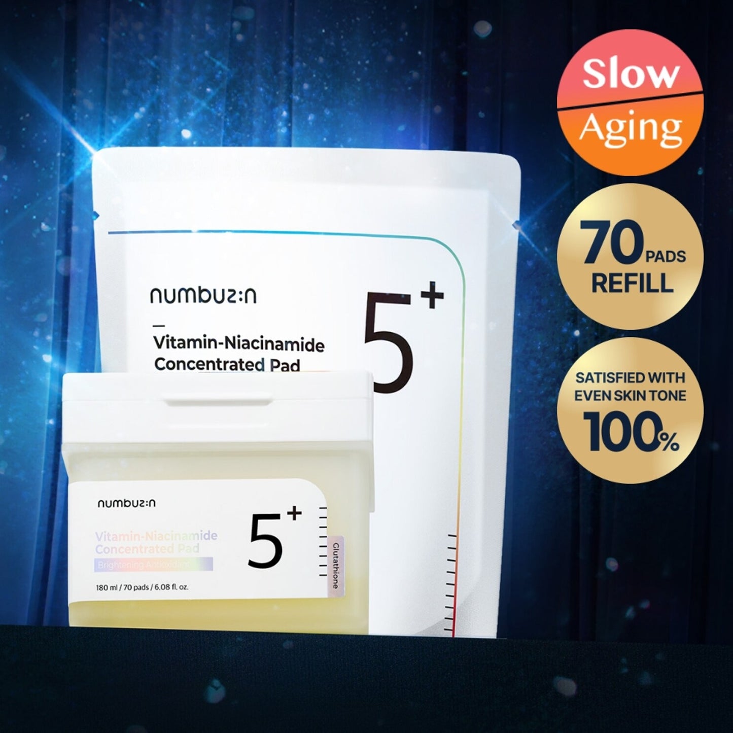 Numbuzin – No.5 Vitamin Niacinamide Concentrated Pad 70 EA + 70 EA Refill