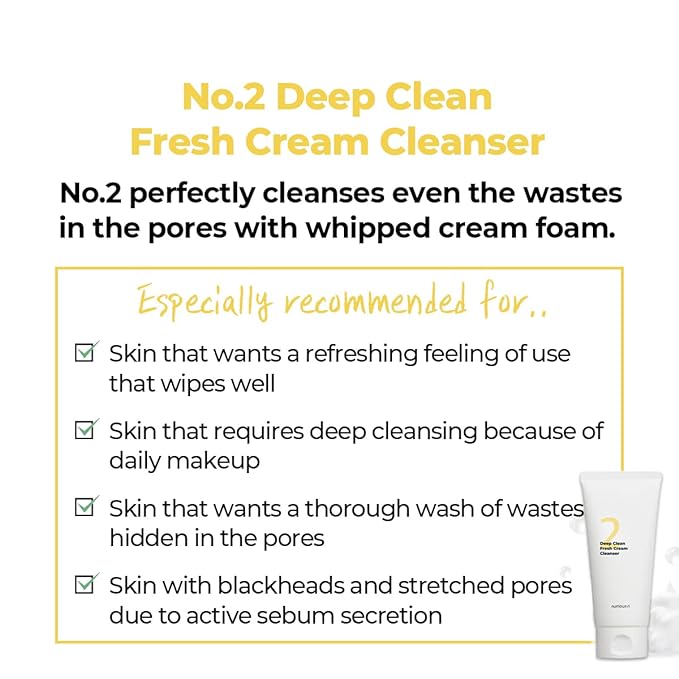Numbuzin - No.2 Deep Clean Fresh Cream Cleanser 120ml