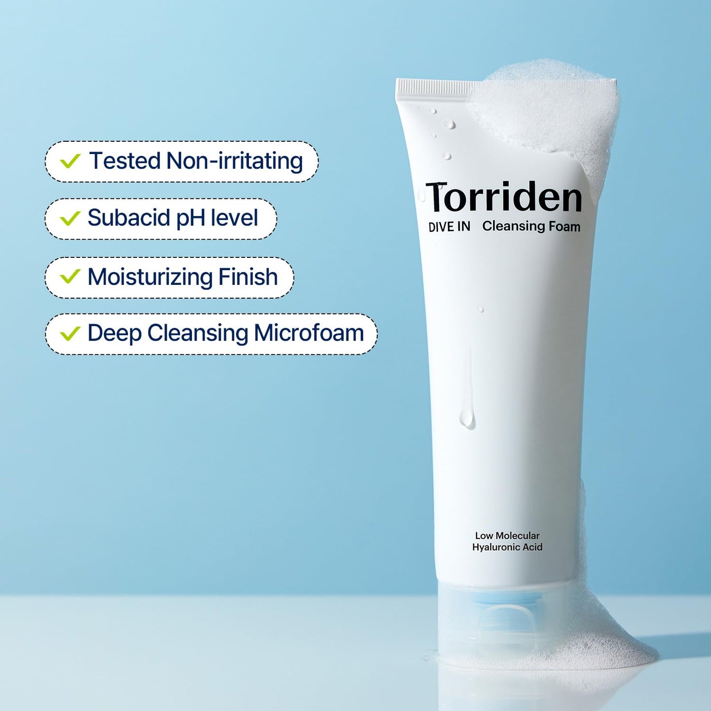Torriden – DIVE-IN Low molecular Hyaluronic acid Foam Cleanser 150ml