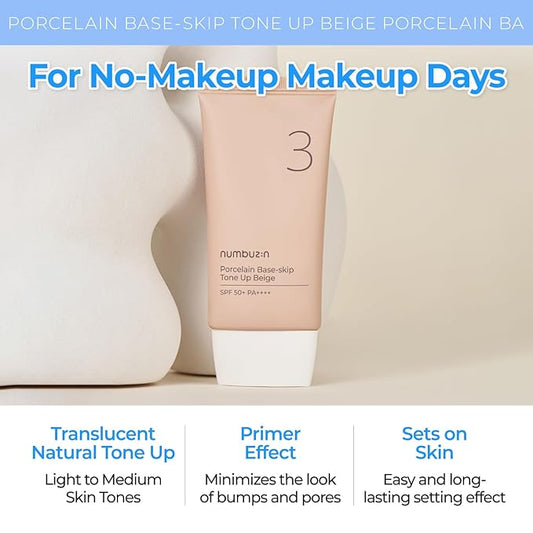 Numbuzin - No.3 Porcelain Base-skip Tone Up Beige 50ml
