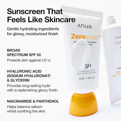 Anua – Zero-Cast Moisturizing Finish Sunscreen 50ml