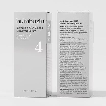 Numbuzin – No.4 Ceramide AHA Glazed Skin Prep Serum 30ml