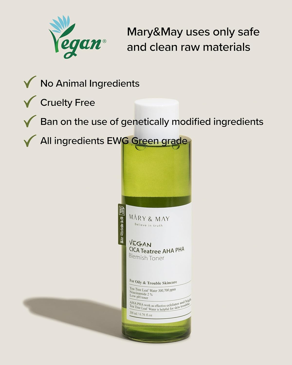Mary & May – Cica Tea Tree AHA PHA Toner 200ml