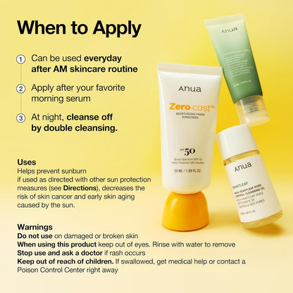 Anua – Zero-Cast Moisturizing Finish Sunscreen 50ml