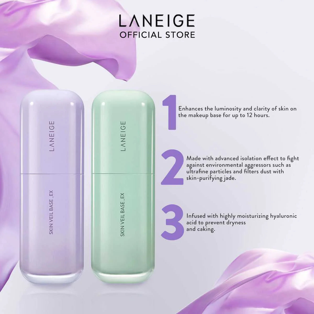 Laneige – Skin Veil Base-ex No.4 Pure Violet SPF 28PA ++ 30ml